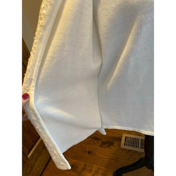 Croft & Barrow Cardigan Sweater Sz Large Attached Jacket Cream Embroidered Edge - Picture 3 of 12